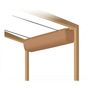 Illustratie van hoe een harmonicadoek aan een pergola hangt