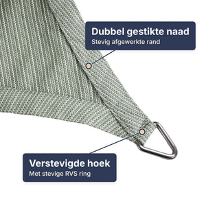 Detail van een hoek van het schaduwdoek in groen