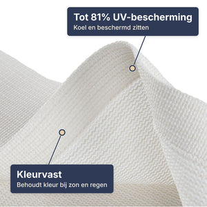 Het schaduwdoek in wit van dichtbij