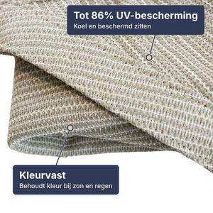 Het schaduwdoek in zand van dichtbij