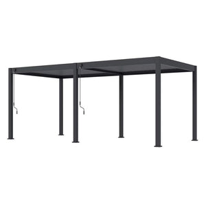 Lamellen overkapping van 3x6 meter in antraciet, vooraanzicht