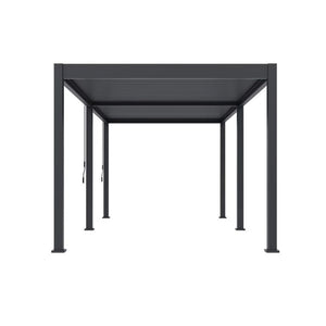 Lamellen overkapping van 3x6 meter in antraciet, vooraanzicht