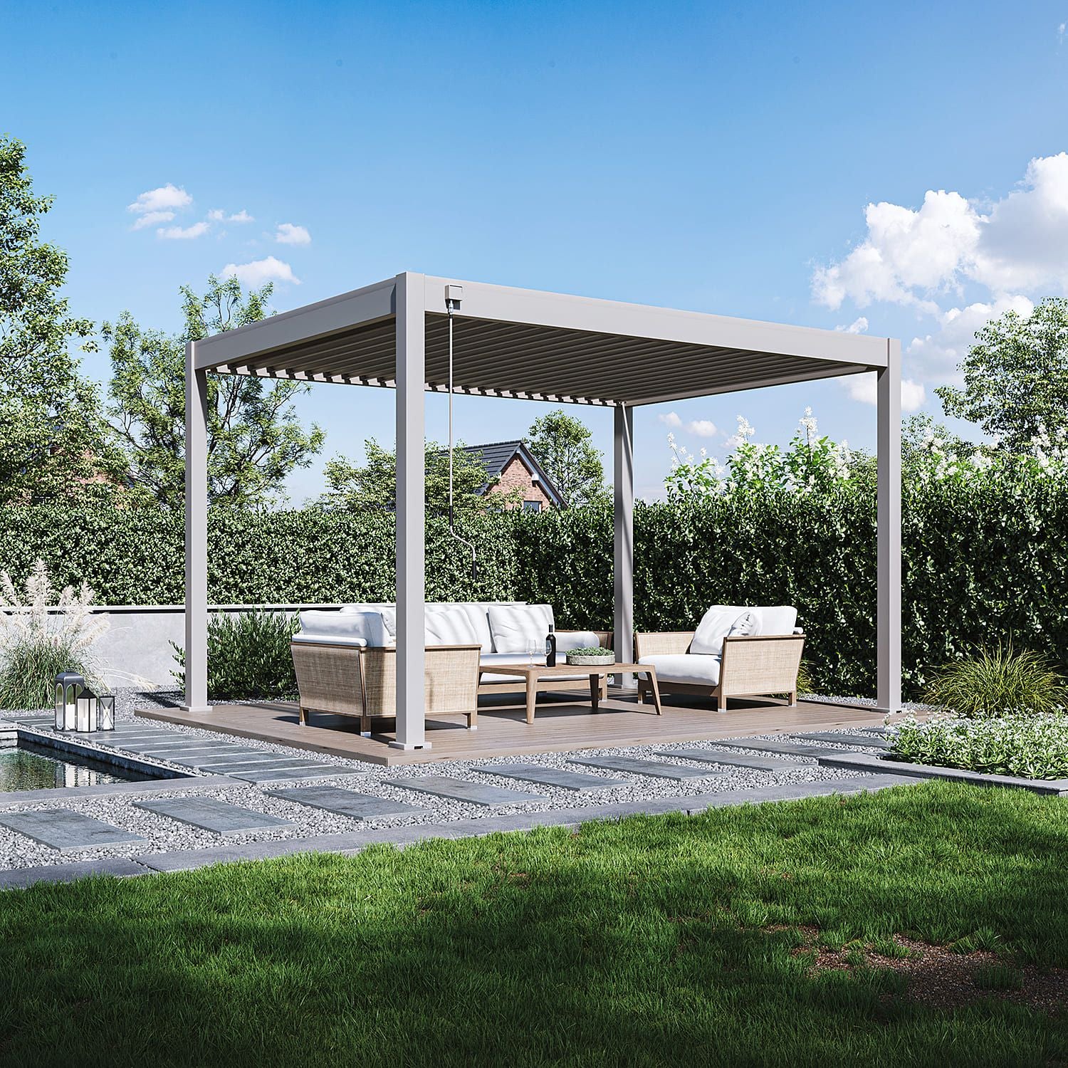 Orion Comfort lamellen overkapping 3x4 sand op terras