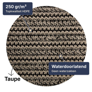 Close-up van het HDPE-weefsel van het schaduwdoek in taupe