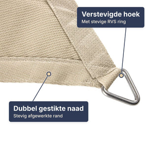 Shadow Comfort waterdicht schaduwdoek driehoek 90°, 5.0x5.0x7.1 meter - Zand