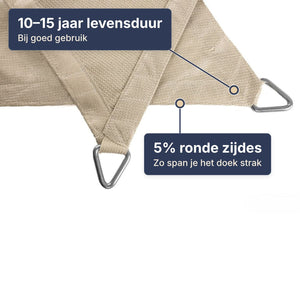 Shadow Comfort waterdicht schaduwdoek driehoek 90°, 5.0x5.0x7.1 meter - Zand