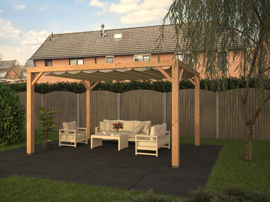 Pergola met harmonicadoek en bevestigingsset 3,24x3,24
