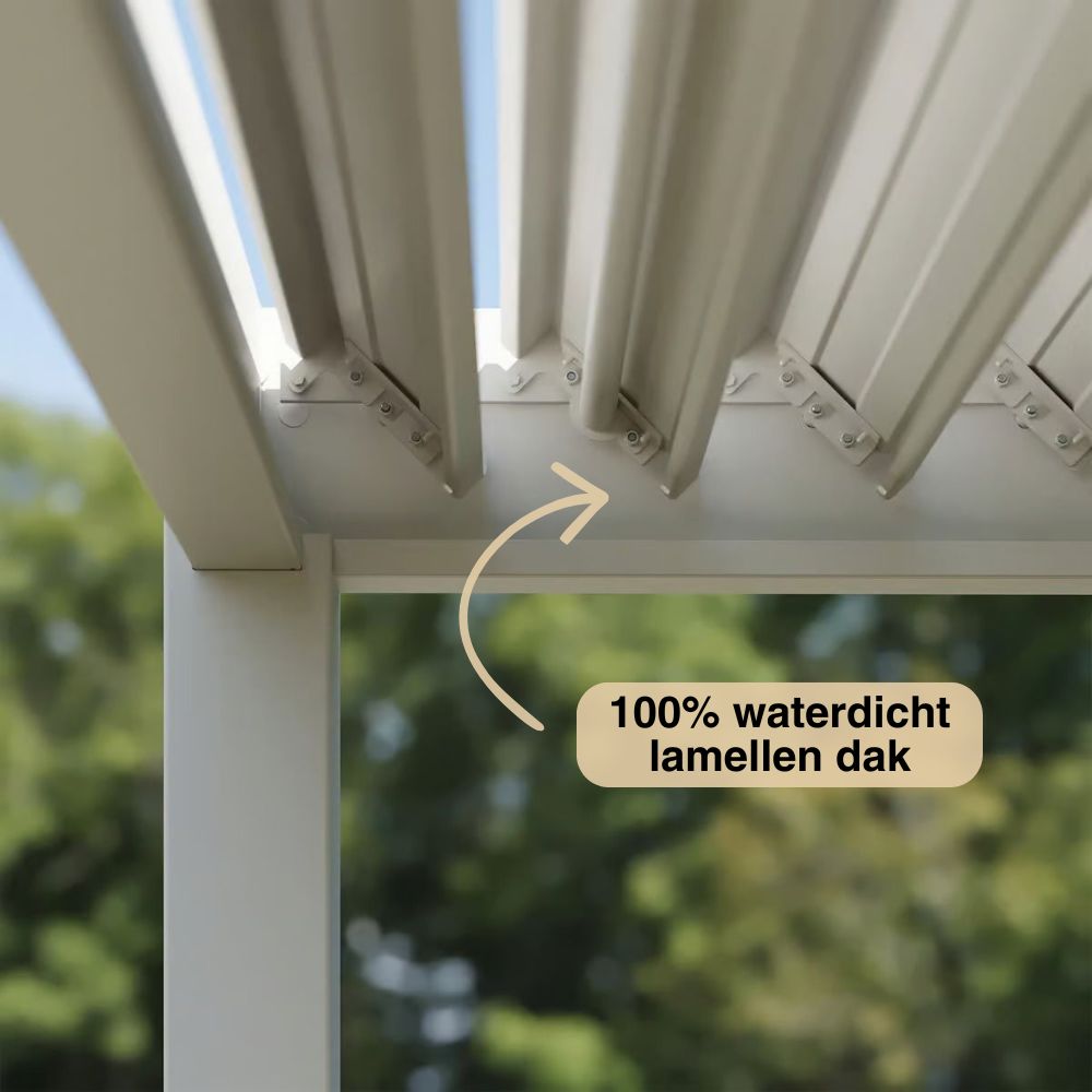 Lamellen dak van AluShade is 100% waterdicht