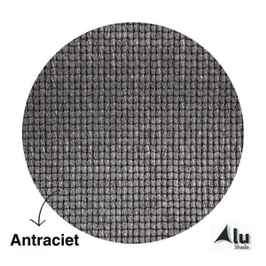 Detail van het materiaal van een antraciet harmonicadoek