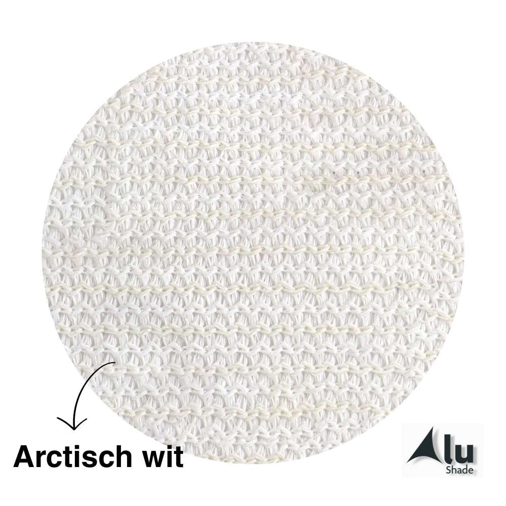 Detail van het HDPE materiaal van een arctisch wit harmonicadoek