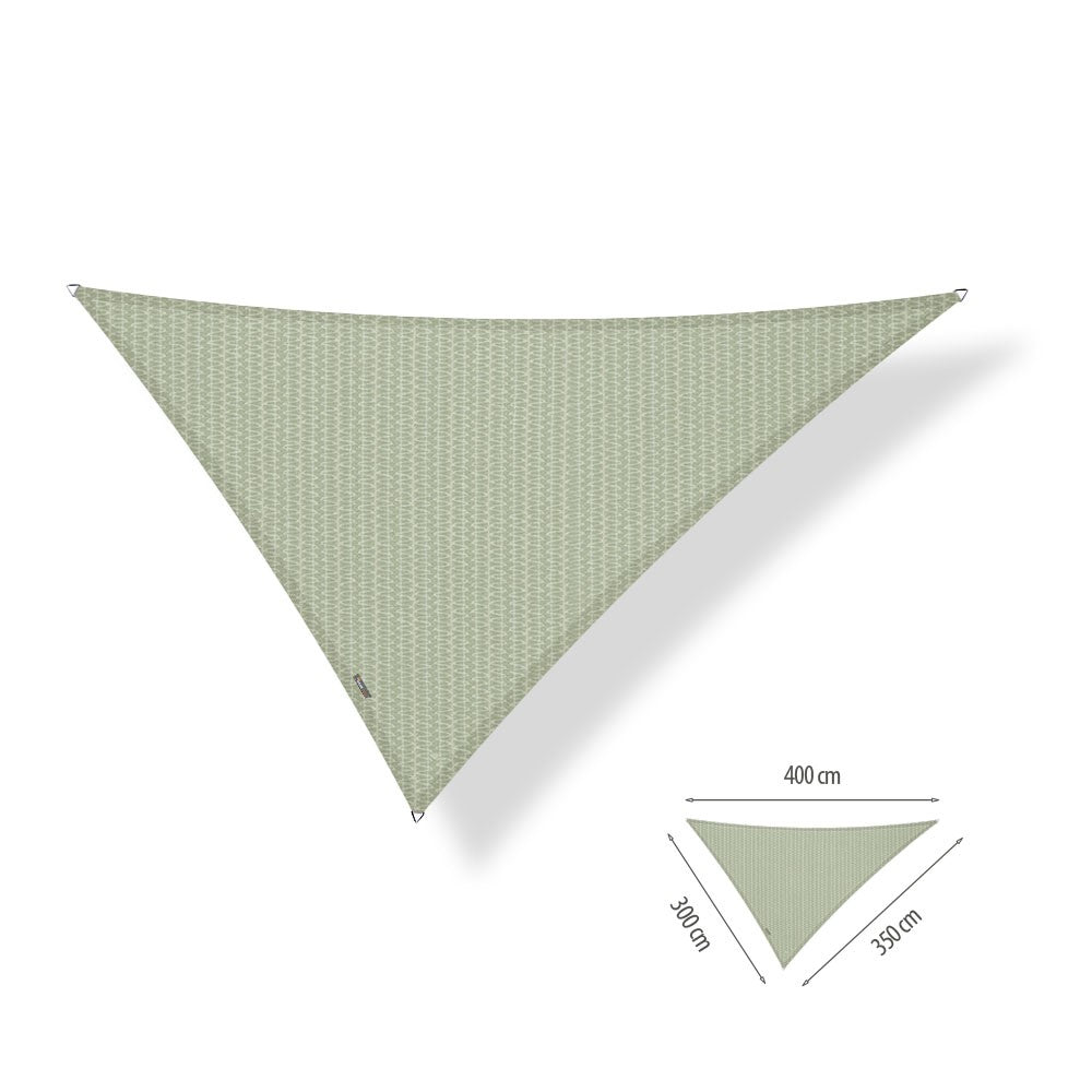 Schaduwdoek driehoek 3x3.5x4 meter in groen, vrijstaand