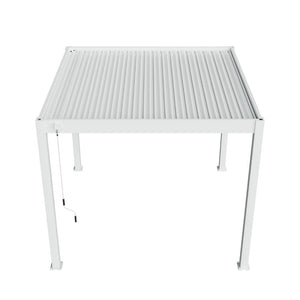 Lamellen overkapping van 3x3 meter in wit, bovenaanzicht