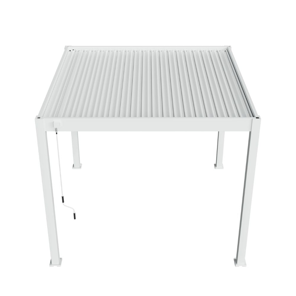 Lamellen overkapping van 3x3 meter in wit, bovenaanzicht