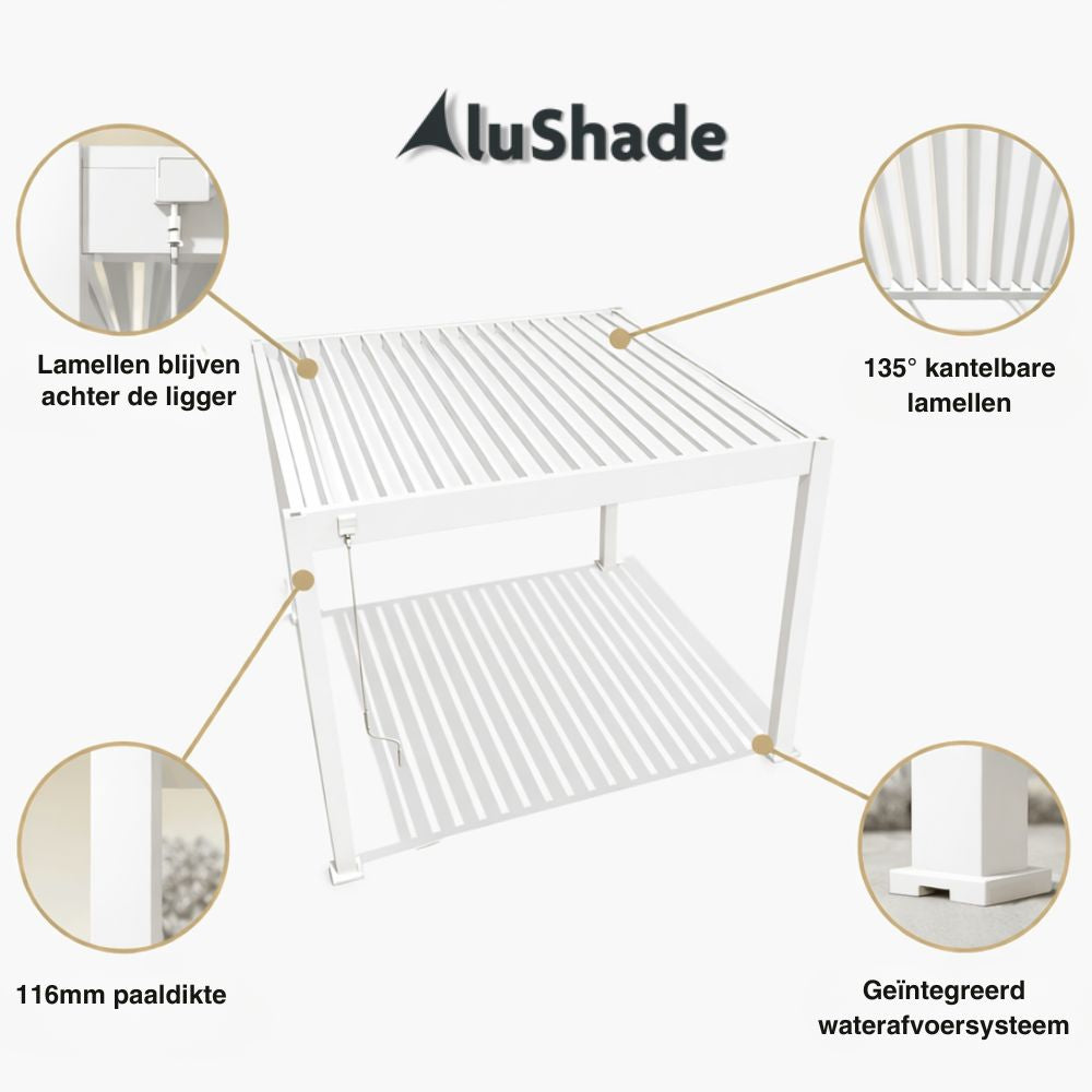 De voordelen van een lamellen overkapping wit van AluShade