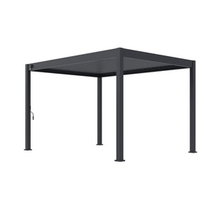 Lamellen overkapping van 3x4 meter in antraciet, vooraanzicht