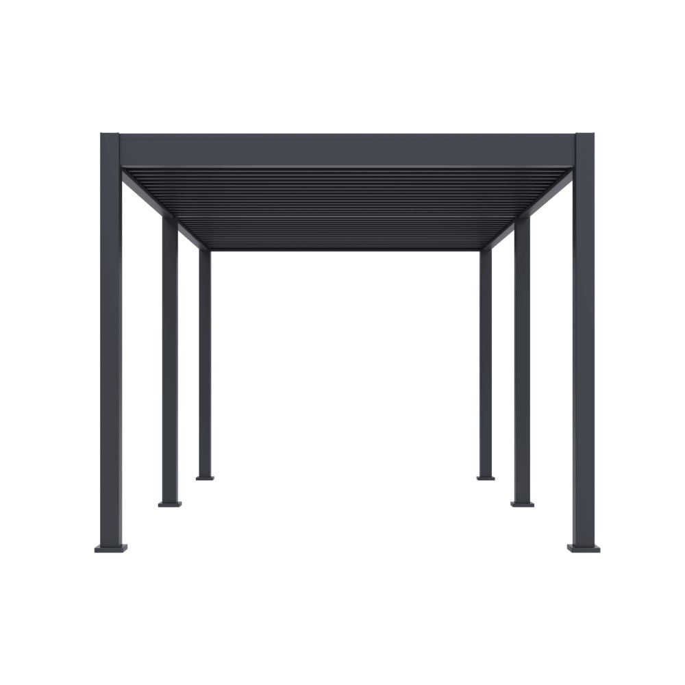 Lamellen overkapping van 3x5.3 meter in antraciet, zijaanzicht