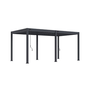 Lamellen overkapping van 3x5.3 meter in antraciet, vooraanzicht