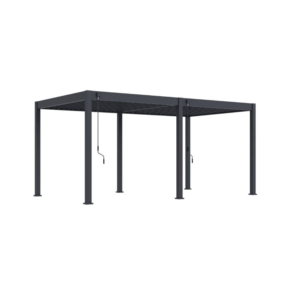 Lamellen overkapping van 3x5.3 meter in antraciet, vooraanzicht