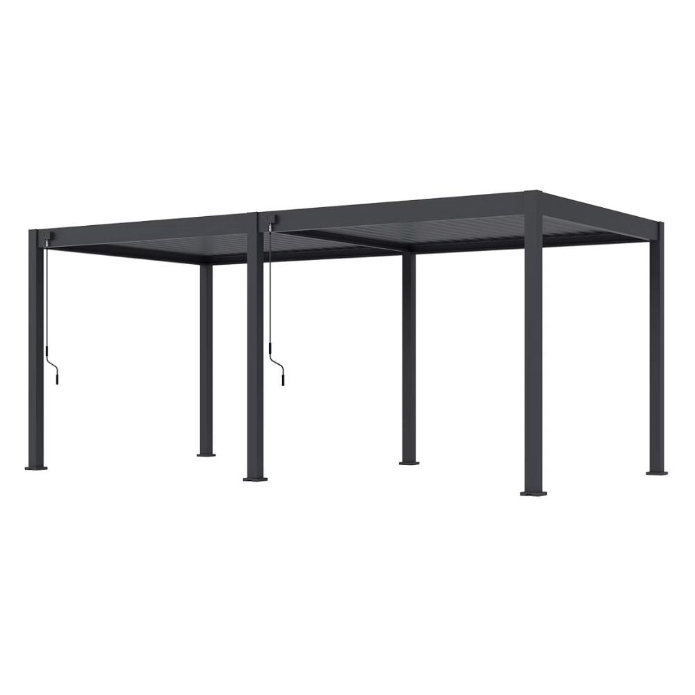 Lamellen overkapping van 3x6 meter in antraciet, vooraanzicht