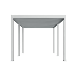 Lamellen overkapping van 3x5.3 meter in wit, zijaanzicht