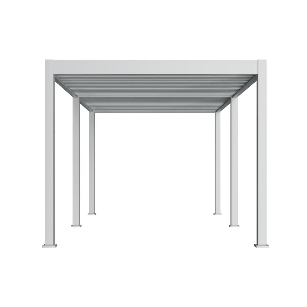 Lamellen overkapping van 3x5.3 meter in wit, zijaanzicht