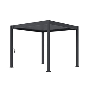 Lamellen overkapping van 3x3 meter in antraciet, vooraanzicht