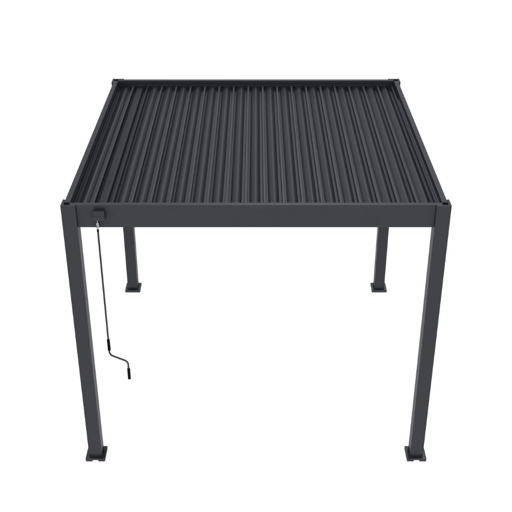 Lamellen overkapping van 3x3 meter in antraciet, bovenaanzicht