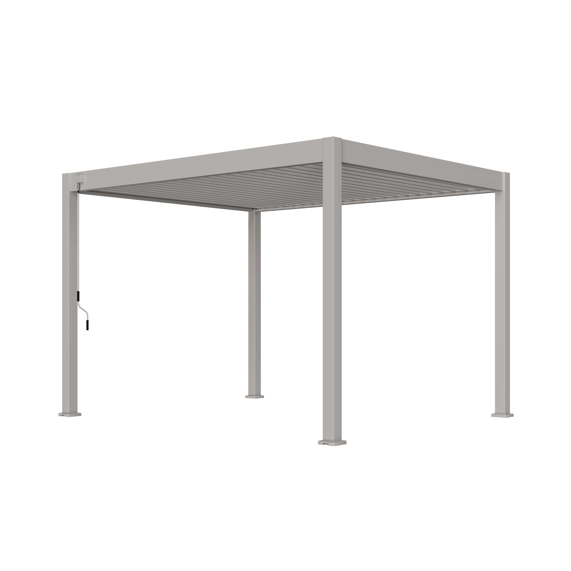 Orion Comfort Sand 300x360 hoekaanzicht met dichte lamellen op witte achtergrond