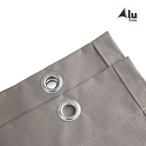 Detail van de ogen van een waterdicht harmonicadoek, grijs