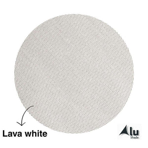 Detail van het waterdichte HDPE materiaal van een lava white harmonicadoek