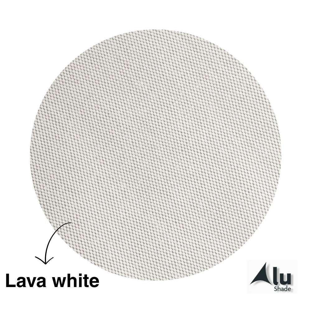 Detail van het waterdichte HDPE materiaal van een lava white harmonicadoek